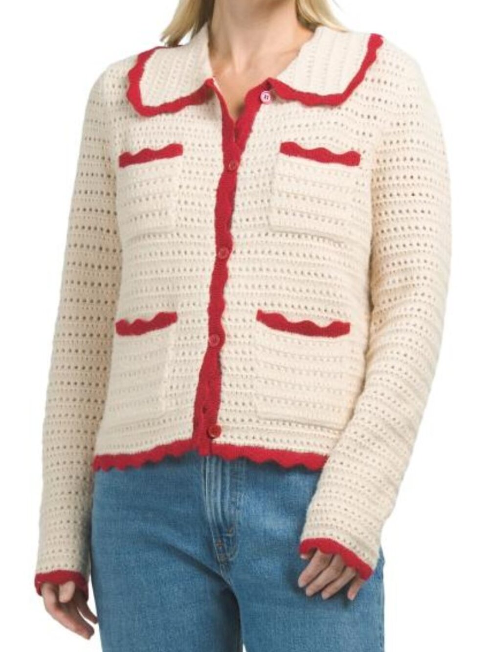 NVLT Scalloped Crochet Coatigan